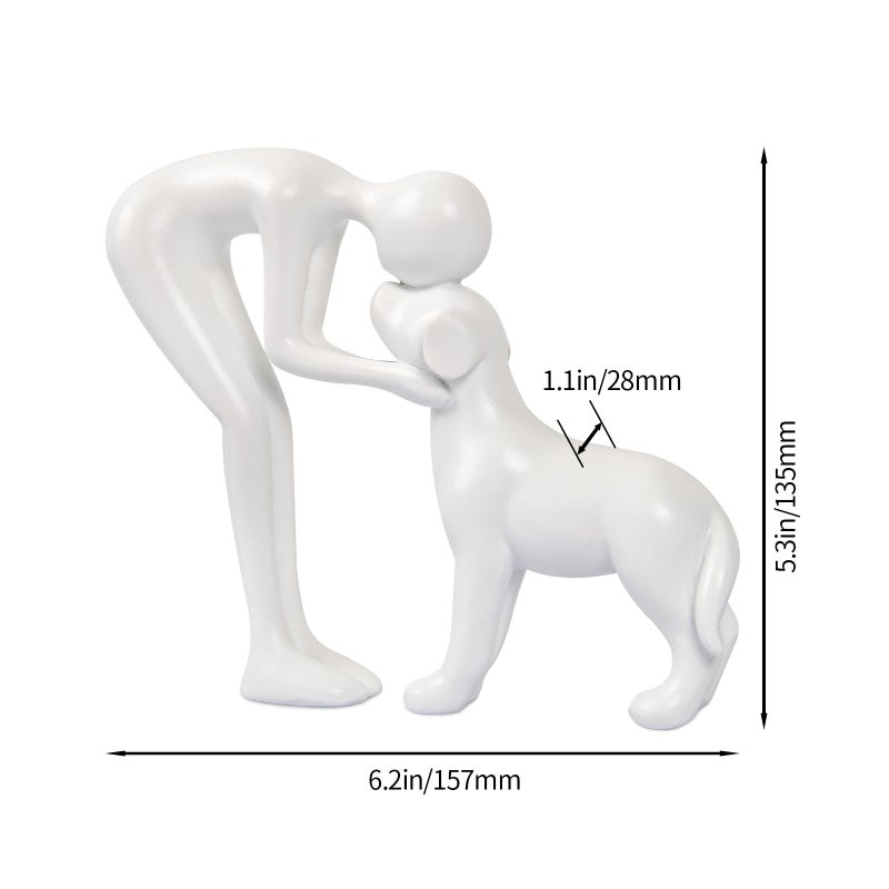 FriyGardcn Dog Sculpture Home Decor Cute Man and Dog Statue Decoration for Office?Living Room?Bedroom?Home - Image 4